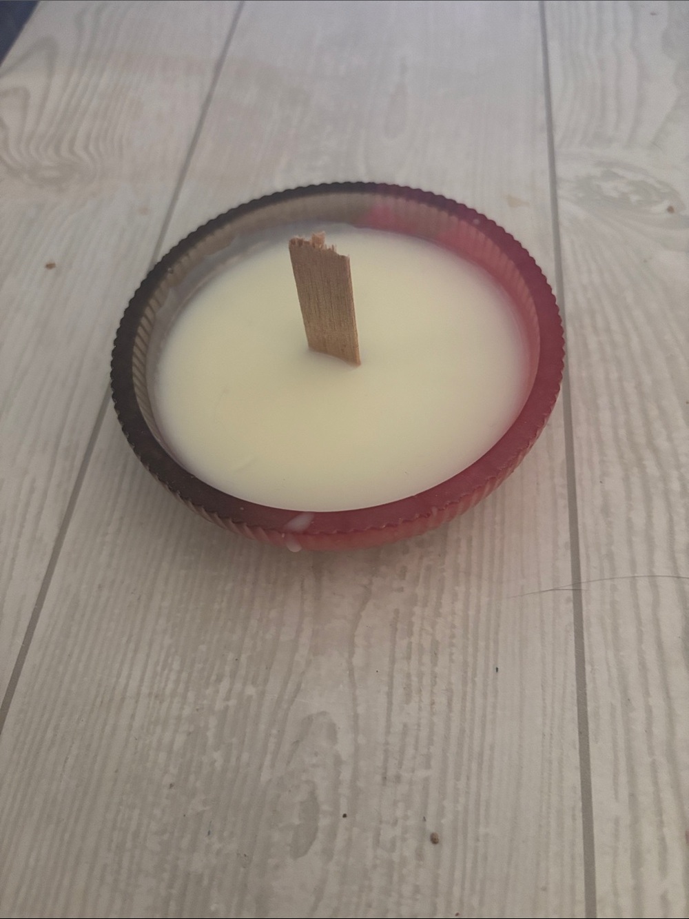 Hand-Poured Pink and Cream Wood-Wick Candle - Home Party Supplies